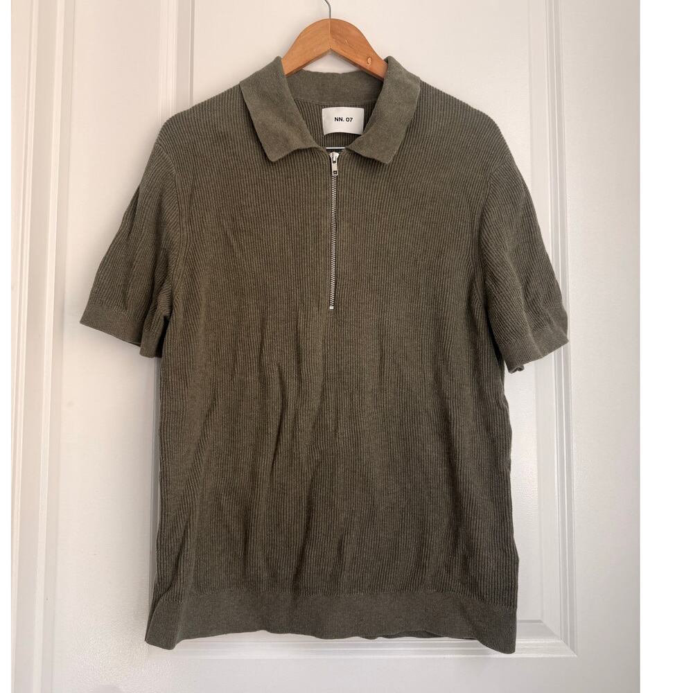 No Nationality NN.07 Hansie Zip Polo Capers Green Fall Cozy XXL Miminalist Corp‎ - Picture 5 of 8
